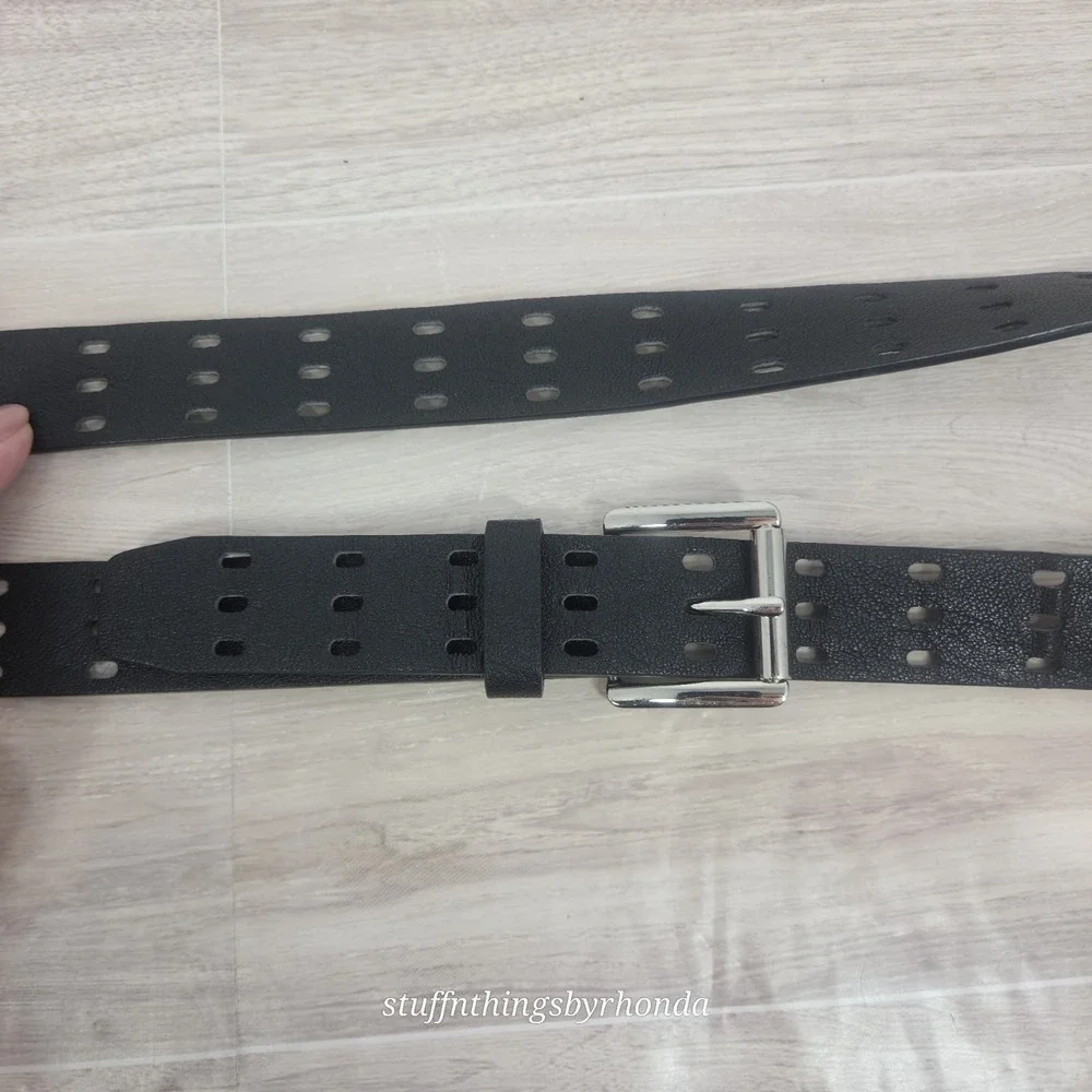 Women's DKNY Faux-Leather Black Belt